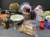 BOX OF MISC DECOR ITEMS - TRINKET BOXES, NICKNACKS, SCENTSY BURNER, CANDLES ETC - 3