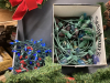 LARGE BOX W/ CHRISTMAS DECOR - LED LIGHTS, GARLAND, WREATHS - 3