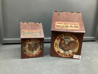 WOOD CANISTER SET - ROOSTER DECOR