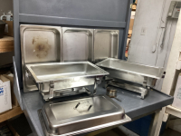 (2) BUFFET CHAFING DISHES W/ (1) LID, (2) SHALLOW TRAYS