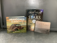 (3) BOOKS - ATLAS OF THE STARS, ABANDONED AB,, OLD BARNS OF WESTERN CANADA