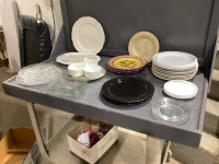 2 BOXES- DINNER PLATES ,SERVING PLATTERS, PICKLE DISH