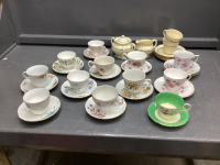 ASSORTED TEA CUPS & SAUCERS