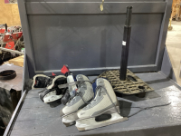 2 PAIRS OF HOCKEY SKATES + TEE BALL TEE