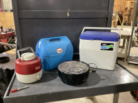 RIVER TRAILER COOLER, SPORTABLE COOLER, COLEMAN WATER JUG, ELECTRIC GRILL