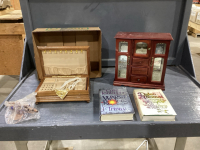 2 JEWELRY BOXES AND 2 BOOKS