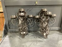 2 MEDIVAL LOOKING CANDLE WALL SCONCES