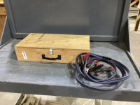 HEAVY WOOD BOX W/BOOSTER CABLES