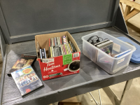 BOX OF ASSORTED CD’S AND CORNER GAS DVD, HEADPHONES