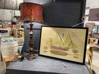 TALL TABLE LAMP + SHIP PICTURE