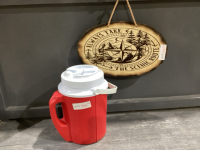 RUBBERMAID COOLER JUG + “SCENIC ROUTE” WALL DECOR