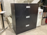 BLACK LATERAL FILING CABINET - 3 DRAWER