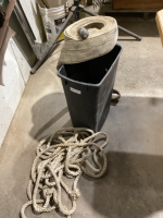 GARBAGE BIN OF RECEIVER BALL, ROPE + TOW STRAPS