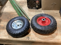 (2) 4.10/3.50-5 + (4) 4.10/3.50 -4. NYLON TUBE TIRES ON RIMS