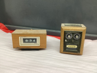 REPLICA POST OFFICE LOCKBOX W/DATE & VINTAGE BATTERY OPERATED CLOCK