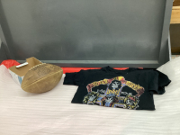 1988 USED GUNS & ROSES T-SHIRT, & OLD WILSON LEATHER FOOTBALL