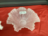 (2) FLUTED BOWLS - (1) LUMINESCENT PINK, (1) SMALL WHITE - 2