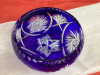 BLUE "IRENA" PINWHEEL CRYSTAL SMALL BOWL - 3-FOOTED - 2