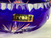 BLUE "IRENA" PINWHEEL CRYSTAL SMALL BOWL - 3-FOOTED - 3