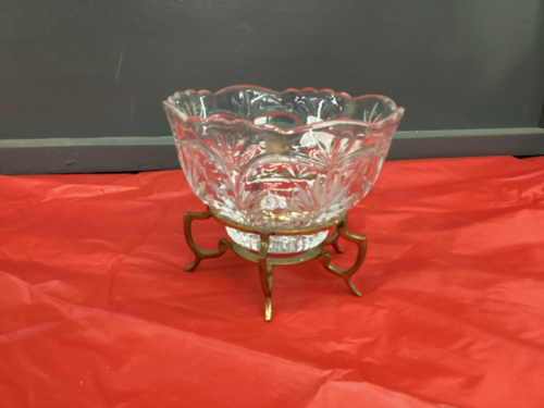 CRYSTAL BOWL ON BRASS STAND