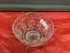 CRYSTAL BOWL ON BRASS STAND - 3