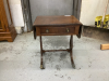 SMALL ANTIQUE SIDE TABLE W/ 2- DROP LEAFS. 1 - SMALL DRAWER - 5