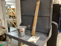 2 PIECES- MAP/POSTER STICKS + ANTIQUE BREADMAKER