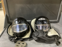 2 MOTORBIKE HELMETS IN BAGS