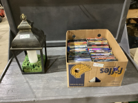 BOX OF DVD&rsquo;S + LANTERN STYLE CANDLE HOLDER