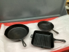 (3) CAST FRY PANS - LODGE, OLD MOUNTAIN, (1) UNMARKED