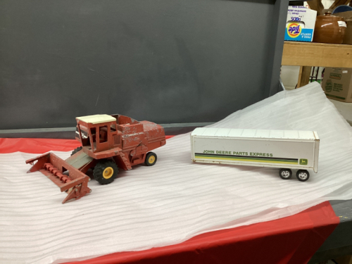 COLLECTIBLE JD PARTS EXPRESS TRAILER & MF COMBINE