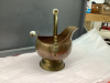 COPPER ASH BUCKET W/ PORCELAIN HANDLE ACCENTS