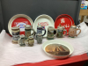 COLLECTION OF BEER STEINS, BEER TRAYS, BUDWEISER HEAD PHONES