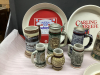 COLLECTION OF BEER STEINS, BEER TRAYS, BUDWEISER HEAD PHONES - 2