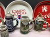 COLLECTION OF BEER STEINS, BEER TRAYS, BUDWEISER HEAD PHONES - 3