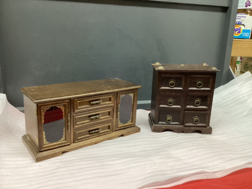 (2) JEWELRY BOXES - WITH SOME COSTUME JEWELRY