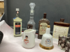 TOTE W/ LIQUOR COLLECTIBLES - BOTTLES, DECANTERS, SHOT GLASSES, TEQUILA KEG - 3