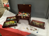 JEWELRY CHEST W/ COSTUME JEWELRY - SOME VINTAGE