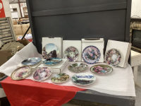 BOX OF (17) COLLECTOR PLATES - TRAINS, , FLORAL, PUPPIES