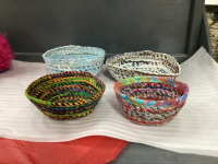 (4) HANDCRAFTED FABRIC TWINE BASKETS