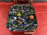 TIN OF MARBLES - LARGE AMOUNT