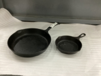 (2) CAST IRON FRY PANS - LODGE & WAGNER