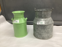(2) SMALL DECOR MILK CANS