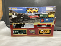 BACHMANN PACIFIC FLYER ELECTRIC TRAIN SET, METAL DECOR TRUCK, DIE CAST CORVETTE, HOT WHEELS CAR