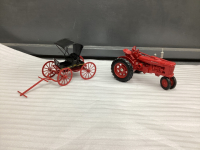 FARM ALL DIECAST TRACTOR & DIE CAST JD MOLINE BUGGY
