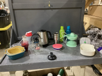 2 BOXES-ELECTRIC KETTLE, TEA POT, SCALE,JUICER,MISC ITEMS