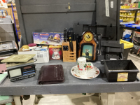 KEYBOARD HOLDER/TRAY, TV MOUNT, AQUARIUM SUPPLY,DAY TIMER,KNIFE BLOCK WITH KNIVES, CLOCK, SMALL TV/RADIO