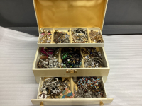 JEWELRY BOX FILLED W/ COSTUME JEWELRY