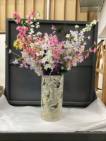 LARGE VASE W/ ARTIFICIAL FLOWERS
