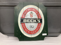 BECKS BEER SIGN ON WOOD